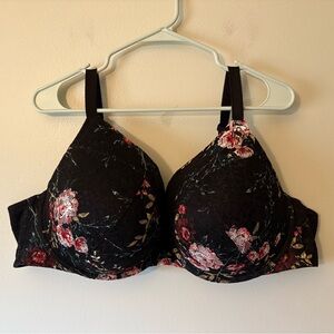 Torrid Floral Lace Pink and Black Bra, Size 48DD Women’s Plus